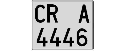 CR4446A matricula cuadrada