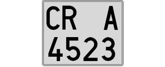 CR4523A matricula cuadrada