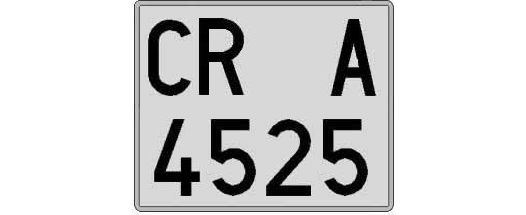 CR4525A matricula cuadrada