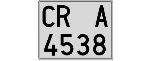 CR4538A matricula cuadrada