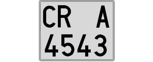 CR4543A matricula cuadrada