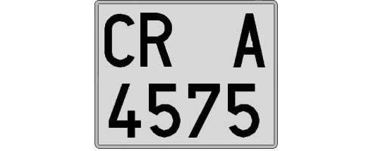 CR4575A matricula cuadrada