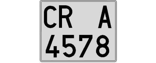 CR4578A matricula cuadrada