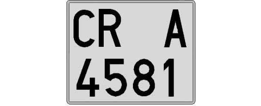 CR4581A matricula cuadrada