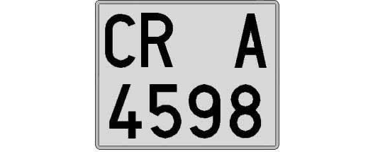 CR4598A matricula cuadrada