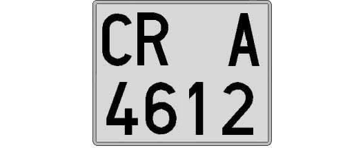 CR4612A matricula cuadrada