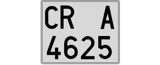 CR4625A matricula cuadrada