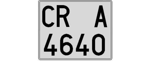 CR4640A matricula cuadrada