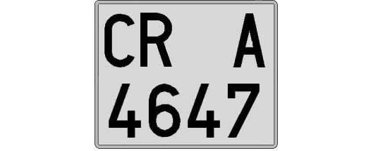 CR4647A matricula cuadrada