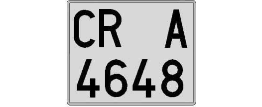 CR4648A matricula cuadrada