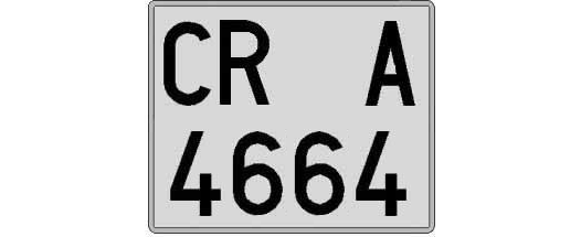 CR4664A matricula cuadrada