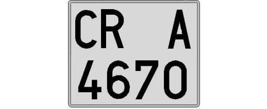 CR4670A matricula cuadrada