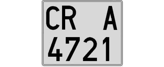 CR4721A matricula cuadrada