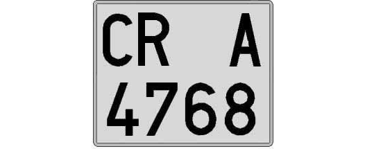 CR4768A matricula cuadrada