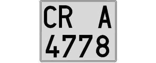 CR4778A matricula cuadrada