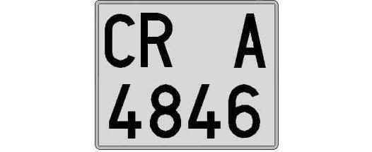 CR4846A matricula cuadrada