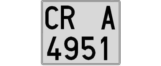 CR4951A matricula cuadrada