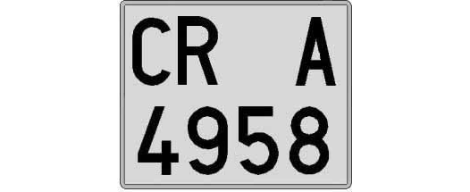 CR4958A matricula cuadrada