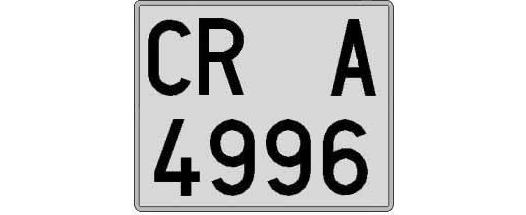 CR4996A matricula cuadrada