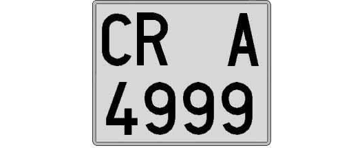 CR4999A matricula cuadrada