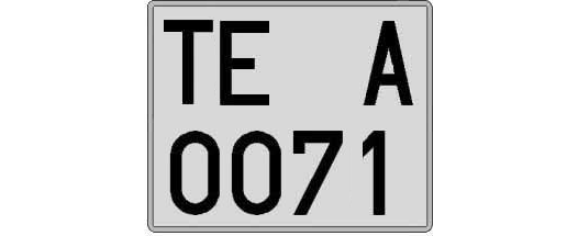 TE0071A matricula cuadrada