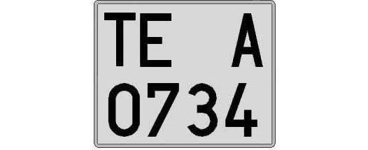 TE0734A matricula cuadrada