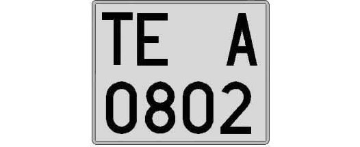 TE0802A matricula cuadrada
