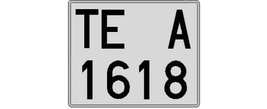 TE1618A matricula cuadrada
