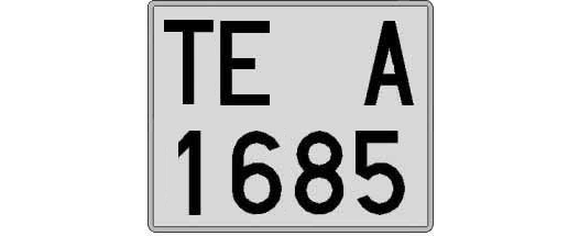 TE1685A matricula cuadrada