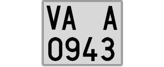 VA0943A matricula cuadrada