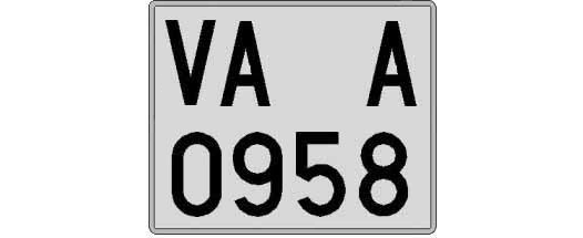VA0958A matricula cuadrada