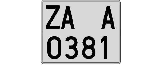 ZA0381A matricula cuadrada