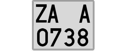 ZA0738A matricula cuadrada