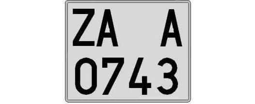 ZA0743A matricula cuadrada