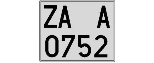 ZA0752A matricula cuadrada