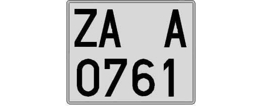 ZA0761A matricula cuadrada