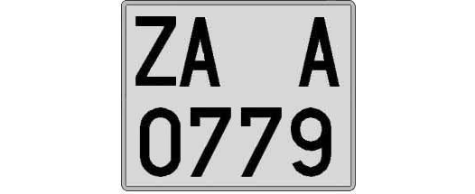 ZA0779A matricula cuadrada