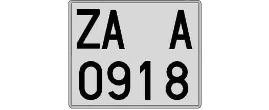 ZA0918A matricula cuadrada
