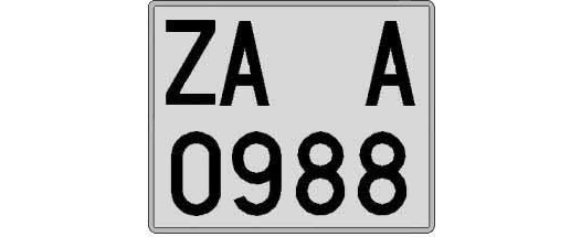 ZA0988A matricula cuadrada