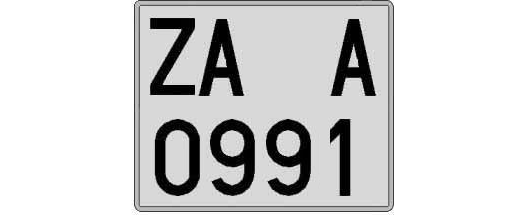 ZA0991A matricula cuadrada