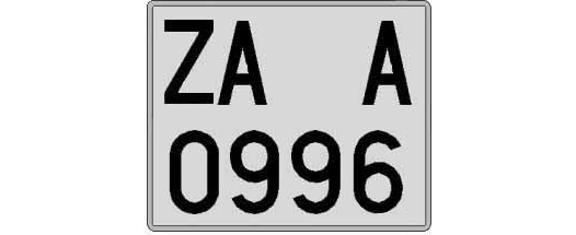 ZA0996A matricula cuadrada