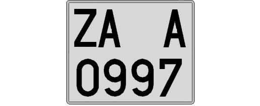 ZA0997A matricula cuadrada